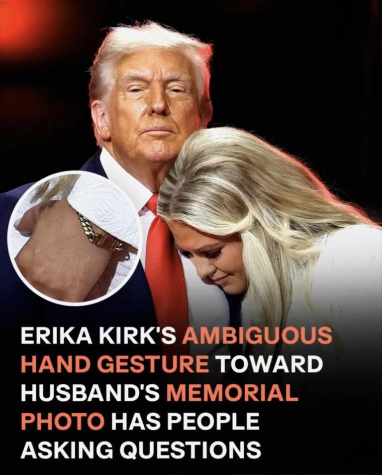 Erika Kirk Delights Crowd with Hand Gesture Toward Charlie Kirk’s Photo After Hug from Trump