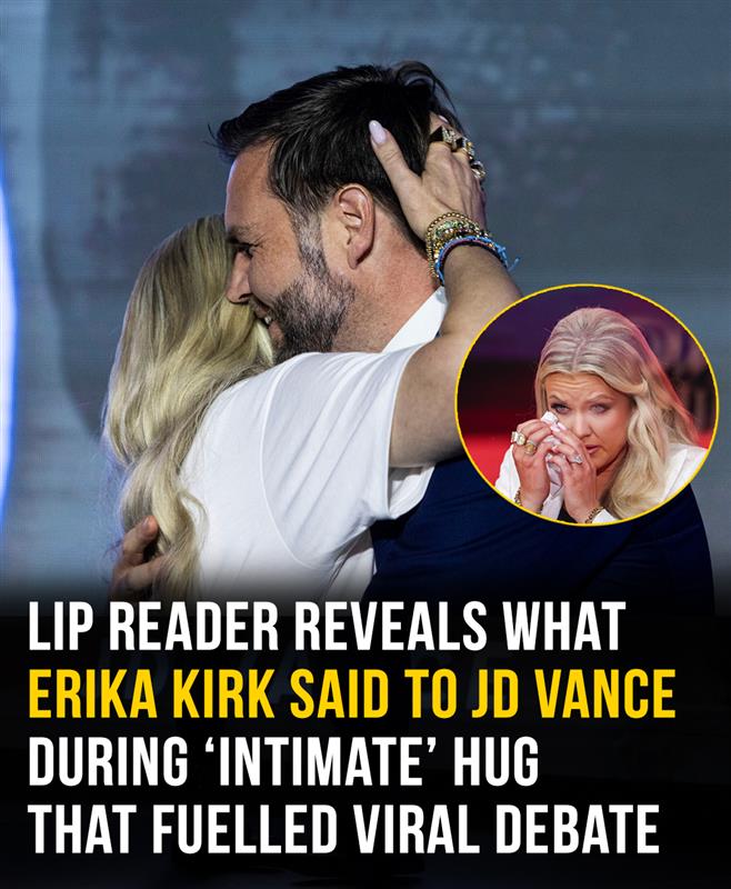 Lip reader reveals what Erika Kirk said to JD Vance during hug that fueled viral debate