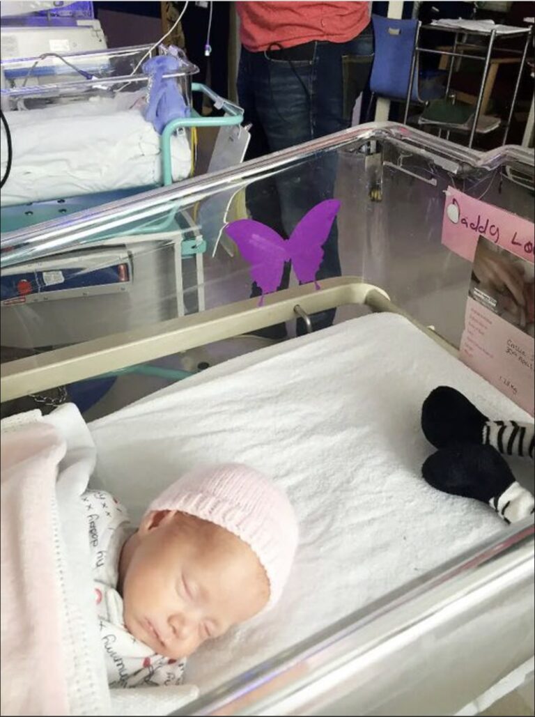 Purple butterfly sticker near newborns – here’s what it means