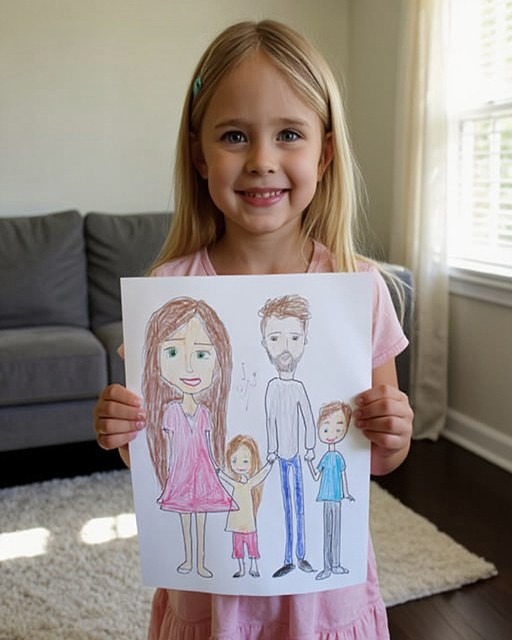 My 6-Year-Old Daughter Drew Our Family and Said, This Is My New Little Brother, Her Words Left Me Speechless
