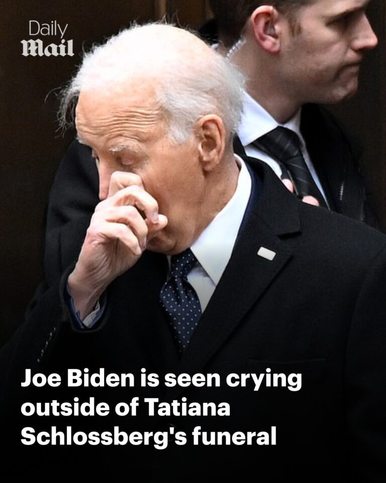 JFK’s grandson Jack Schlossberg, 32, looks heartbroken as he attends sister Tatiana’s funeral after she died of cancer aged just 35, with Joe Biden seen crying