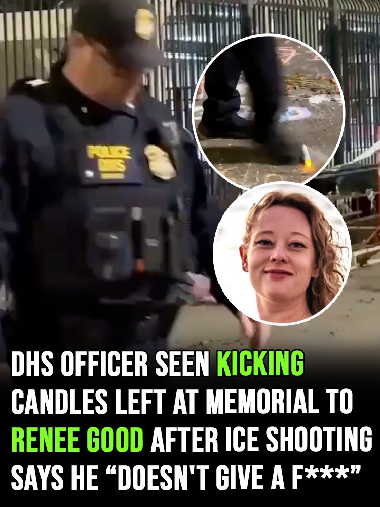 DHS officer seen trampling and kicking candles left at memorial to Renee Nicole Good after ICE shooting