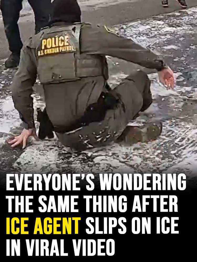 Everyone’s wondering the same thing after ICE agent slips on ice in viral video
